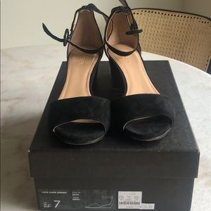 J.Crew Black Suede Kitten Heel Wedges-Size 7